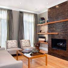 This diy outdoor fireplace build took place over a week and the process was video and audio recorded for very detailed instructional steps. Off Center Fireplace Design Ideas Pictures Remodel And Decor Page 32 Off Center Fireplace Floating Shelves Wooden Floating Shelves