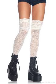 I make stockings for you according to. Pointelle Knit Thigh High Socks With Scrunch Top Ivory