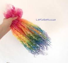 puppe haar umhullt regenbogen ombre extra lange locken 15 in etsy waldorf doll doll hair wool dolls