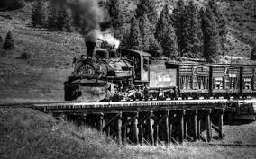 Los Pinos Bridge And Cattle Train Black And White Poster By Ken Smith Train Scenic Railroads Railroad Photography
