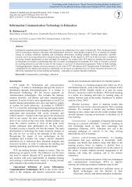 Pdf Information Communication Technology In Education