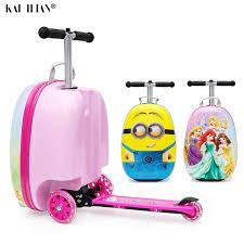 New Cute Kids Small Scooter Suitcase Lazy Trolley Bag Children Carry On Cabin Travel Rolling Luggage On Wh Trolley Bags Little Girl Toys Hello Kitty Phone Case