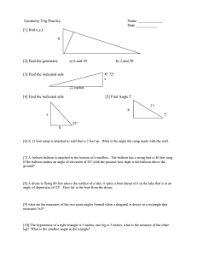 I, l, geometry chapter 8 review right triangles and trigonometry date name (8.1) find the unknown sid length. Geometry A Trig Ratios Worksheet Name Find The Sine Cosine And