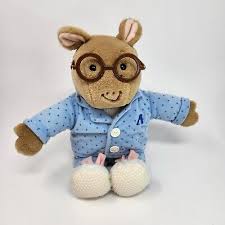 13" VINTAGE EDEN ARTHUR BEDTIME BLUE PAJAMAS BUNNY SLIPPERS STUFFED ANIMAL  PLUSH