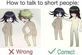 A page to tag your beloved shorties or tallies to annoy them / to show how much you love them irrespective of their heights. The Basics On How To Talk To Short People Danganronpa