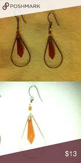 Pretty Teardrop Shaped Earrings Teardrop Shape Earrings Orange Crystals