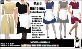 Get the free sims 4 cc with sims 4 nexus on this website by the million of sims 4. Maid Uniforms Project Override Go To Download Page Overrides The Override File Will Make It So That Hired Game Generated Maid Sims 4 Clothing Sims Sims 4