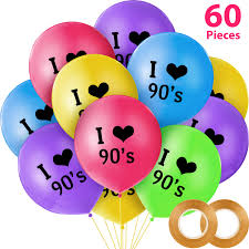 From boom box and cassette cutouts to 90's themed bunting and banner, its all in this decoration pack! 90s Themed Party Set Include 60 Pieces I Love 90s Latex Balloons And 2 Rolls Balloon Ribbons For 90s Themed Birthday Party Throwback Party Decorations Buy Online In Aruba At Aruba Desertcart Com Productid