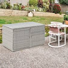 Yitahome 120 gallon outdoor storage deck box, large resin patio storage for outdoor pillows, garden tools and pool toys, waterproof, lockable, light brown 3.9 out of 5 stars 158 $199.99 $ 199. Tangkula Outdoor Wicker Storage Box Garden Deck Bin With Steel Frame Rattan Pool Storage Box With Lid Ideal For Storing Tools Accessories And Toys 88 Gallon Capacity Grey Wicker Guide
