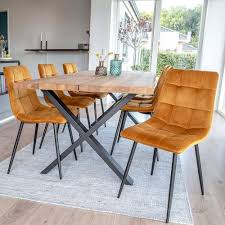 essgruppe mit gelben stuhlen x fuss eiche tisch valco 6 teilig gelbe stuhle esstisch industrial stuhle