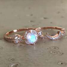Perfect as a stacking or matching wedding or bridal band. Moonstone Bridal Ring Set Rainbow Moonstone Engagement Ring Etsy