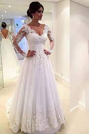 Ericdress Manga Larga Hermoso Una Linea De Vestido De Novia Long Sleeve Wedding Dress Lace Wedding Dresses Wedding Dress Long Sleeve