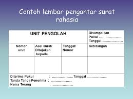 Proses surat masuk di dinas pendidikan provinsi jawa tengah surat masuk yang diterima di bagian kearsipan dicatat pada buku agenda untuk diberi nomor surat, tujuan surat, perihal, kemudian surat diberi lembaran disposisi. Contoh Format Lembar Pengantar Surat Rahasia Contoh Surat