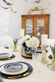 Metal decorative grey middle table carpet and white lamp decor, interior. Summer Dining Room In Blue White 11 Magnolia Lane
