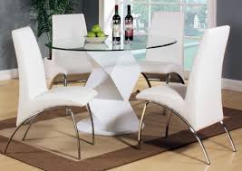 Thick ogee polish tempered glass table top into your modern space for a perfect dynamic focal point. Modern Round White High Gloss Clear Glass Dining Table 4 Chairs