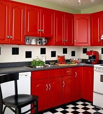 kitchen design red black white