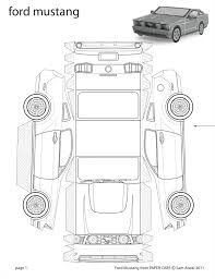 White 2011 Mustang Paper Car Coupe Cardboard Car Paper Car Template Printable