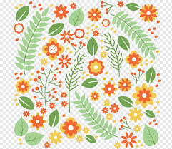 Cute spring floral card template hello april. Orange Flowers Flower Leaf Pattern Material Cartoon Flowers Seamless Background Flower Arranging Leaf Branch Png Pngwing