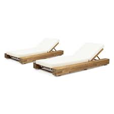 This outdoor chaise lounge from kozyard maya is fairly inexpensive yet boasts excellent durability. Broadway Outdoor Acacia Wood Chaise Lounge And Cushion Sets Set Of 2 By Christopher Knight Home Overstock 28183864