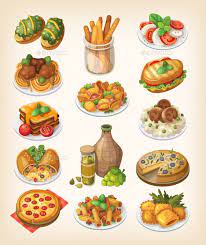 Italian Food And Meals Food Illustrations Italian Recipes Food Drawing