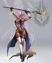 1girls abs amber eyes curvaceous curvy dark-skinned female elf elf  ears female huge breasts mage magic muscular female nijiooezt nipples  visible through clothing original original characters pointy ears shoes