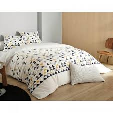 Housse De Couette Motifs Triangles Becquet Jaune Gris Becquet Linge De Maison Housse De Couette Parure De Lit Couettes De Lit