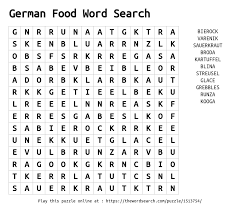 A stack of good fall word search puzzles is a great activity to do on a crisp fall day. Download Word Search On German Food Word Search