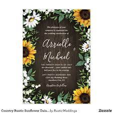 Country Rustic Sunflower Daisy Wedding Invitations Zazzle Com Daisy Wedding Invitations Rustic Sunflower Wedding Floral Bridal Shower Invitations