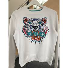 Motif tigre signature, encolure ras du cou, manches longues, bordures nervurées. Pull Kenzo Noir Blanc 50 Remise Www Ak Hel Com
