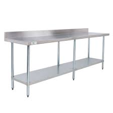 Regency 24 X 96 18 Gauge 304 Stainless Steel Commercial Work Table With 4 Backsplash And Galvanized Undershelf Stainless Steel Work Table Stainless Steel Prep Table Stainless Steel Kitchen Cabinets