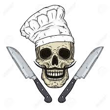 Nuevo cuchillo de remate de la marca de argamasilla de calatrava, enterizo, y utilizando el nuevo acero de la marca: Craneo En El Toque Con Cuchillos Craneo De La Historieta Ilustraciones Vectoriales Clip Art Vectorizado Libre De Derechos Image 70264589