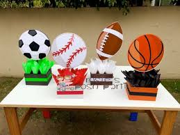 See more ideas about sports themed centerpieces, centerpieces, sports theme. Sports Theme Centerpiece Sports Party Sports Birthday Soccer Etsy In 2021 Sports Themed Party Baby Shower Party Themes Sports Birthday