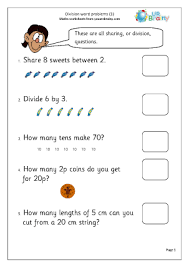 Multiplication word problems worksheets math word problems. Division Word Problems 1 Division Maths Worksheets For Year 2 Age 6 7 By Urbrainy Com