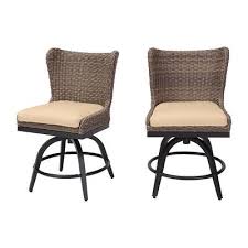 Shop our best selection of resin wicker lounge chairs to reflect your style and inspire your outdoor space. Home Decorators Collection Hazelhurst Brown Wicker Outdoor Patio Swivel High Dining Chairs With Sunbrella Beige Tan Cushions 2 Pack Yahoo Shopping