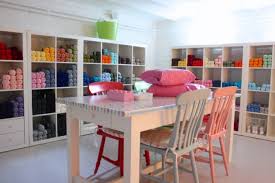 A home office & crafting room for a graphic designer is dominated by a unique lighting fixture. 25 Amazing And Practical Craft Room Design Ideas