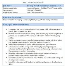 Church Forms And Job Descriptions Smart Church Management Job Description Coordinator Job Church