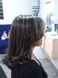 Gray Highlights On Dark Brown Hair Blending Gray Hair Gray Hair Highlights Hair Highlights