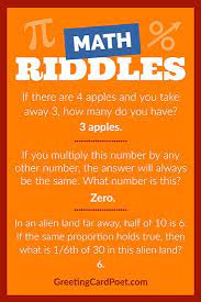 Apr 19, 2010 · math explained in easy language, plus puzzles, games, worksheets and an illustrated dictionary. Math Riddles For The Best And Brightest And Those Who Want To Be