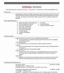 call center trainer resume example