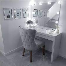 Velvet dressing table stool moon backrest, grey. Pin On Make Vanities For Stylish Bedroom