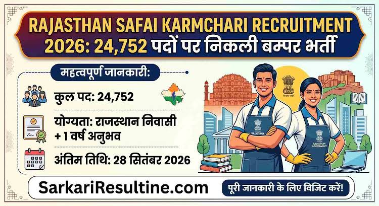Rajasthan Safai Karmchari Recruitment 2026: 24752 पद - SARKARI RESULTINE