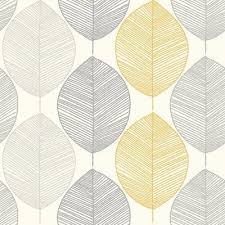 Brayden Studio Achillee Scandi Leaf 33 L X 20 5 W Wallpaper Roll In 2020 Leaf Wallpaper Feature Wallpaper Yellow Wallpaper