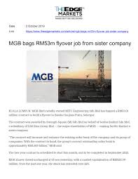 Bandar saujana putra konumunda kiralık tatil yerleri. Mgb Bags Rm53m Flyover Job From Sister Company Mgb Berhad