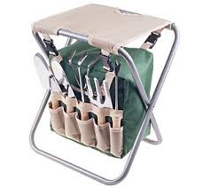 Pure Garden Folding Garden Stool Tool Bag Plus5 Garden Tools Qvc Com Garden Tool Storage Garden Bags Garden Stool