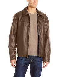 Dockers Men S James Classic Faux Leather Laydown Collar Open Bottom Jacket Earth Leather Jacket Men Faux Leather Jacket Men Best Leather Jackets