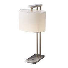 Apollo also includes a 7w led bulb and is topped off with a stylish black drum which is open above and below. Contemporary Brushed Nickel Table Lamp With White Fabric Shade
