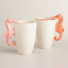 Seahorse Mugs Set Of 2 World Market Kahve Kupalari Seramik Kupalar