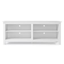 The clean lines and pristine white finish ensure this piece will fit well within any modern interior. Walker Edison Modern Wood Open Storage Tv Stand For Most Tvs Up To 65 White Bb58cspwh Best Buy