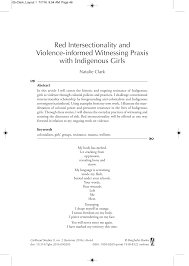 Pdf Red Intersectionality And Violence Informed Witnessing Praxis With Indigenous Girls