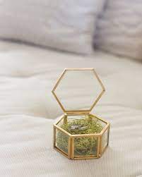 Ring Box Ring Bearer Box Wedding Ring Box Hexagon Glass Box Gold Glass Ring Box Wedding Ring Box Glass Wedding Ring Bearer Boxes Wedding Ring Box